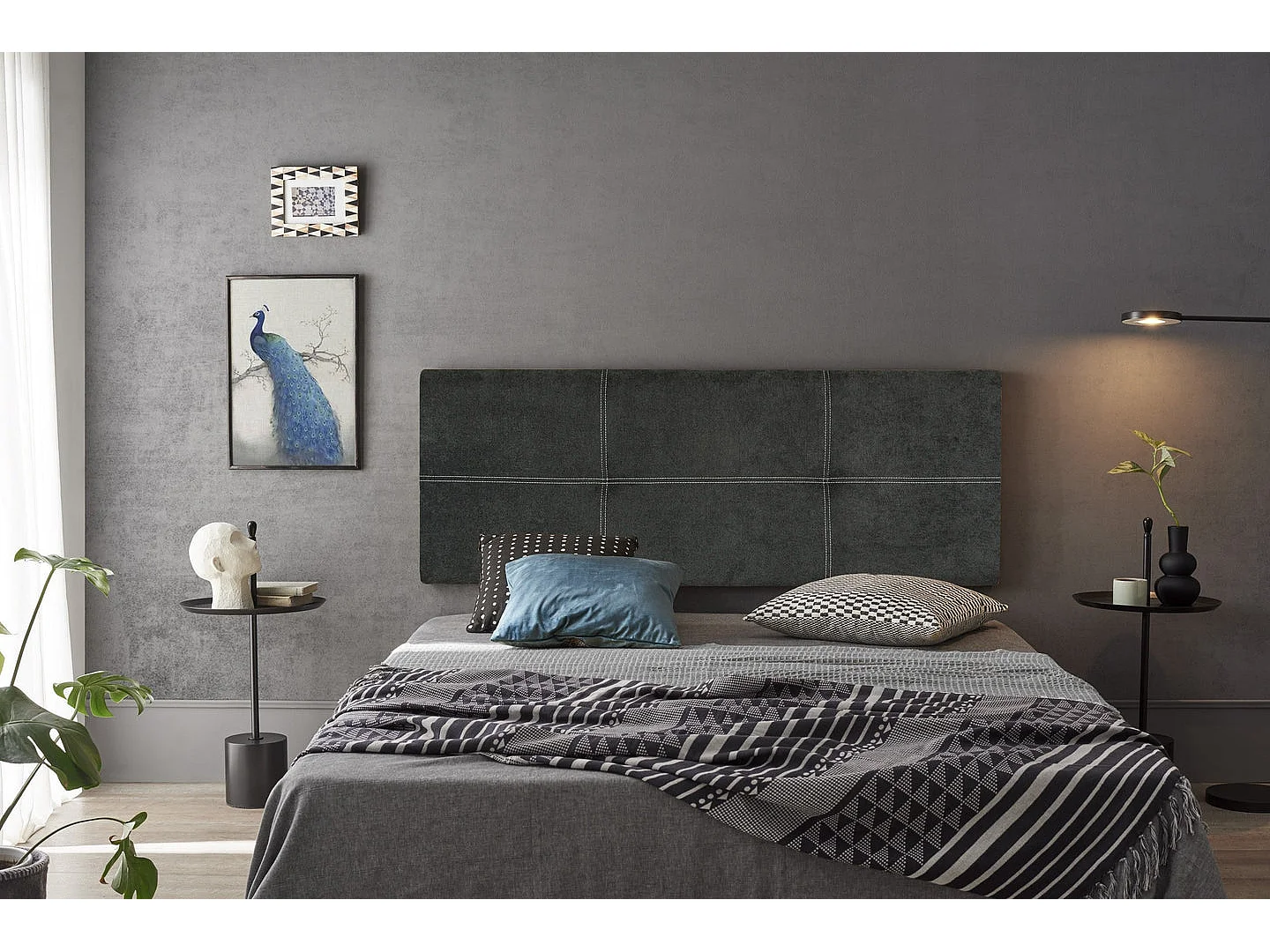 TÊTE DE LIT DALIA EN TISSU NIDO GRIS 145