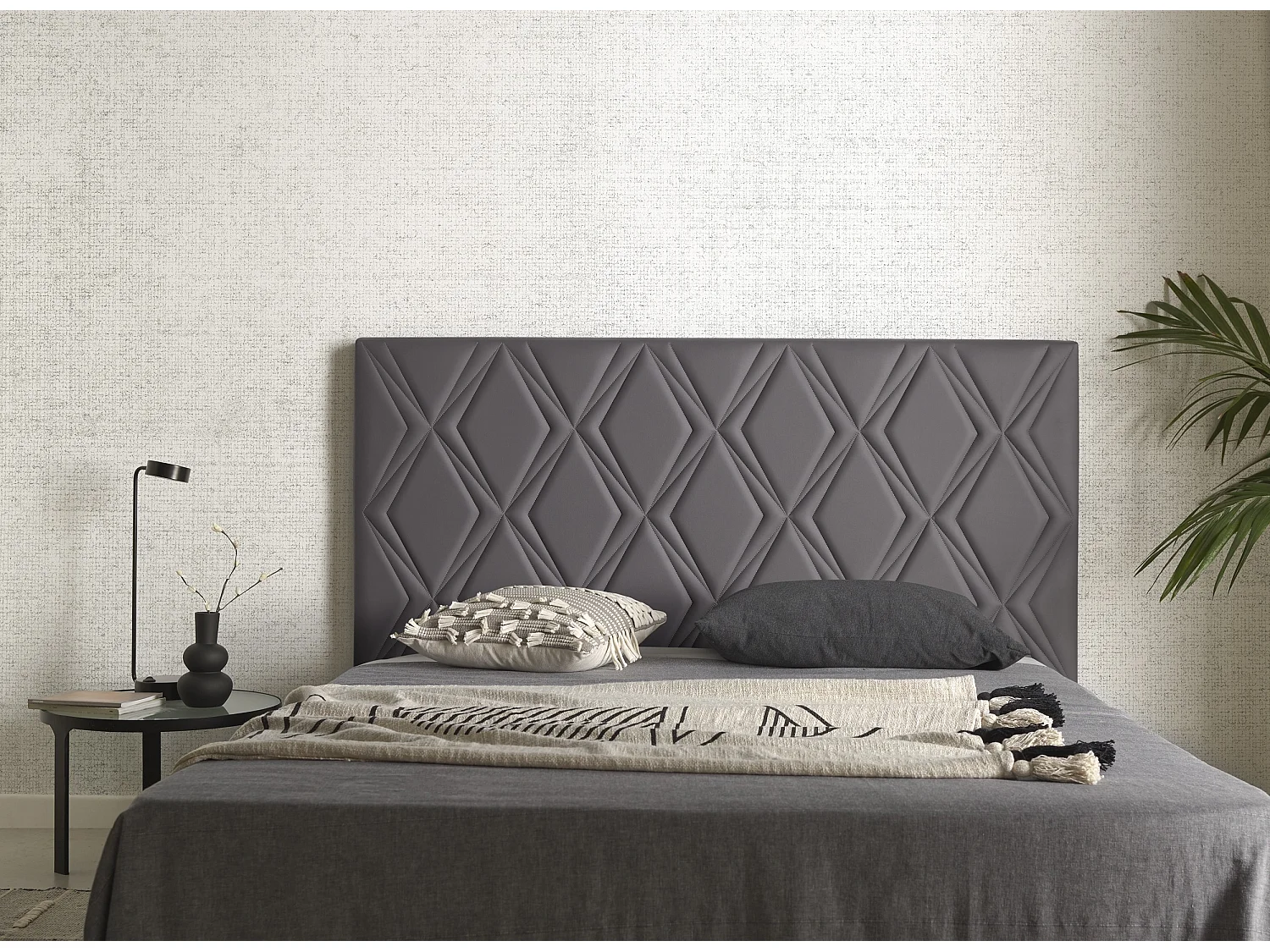 Cabecero Rubí para Cama de 120 de Polipiel Gris 154x115x8..