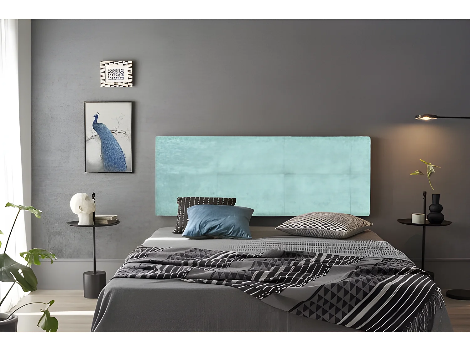 CABECERO CALA TELA AGUA MARINA 100