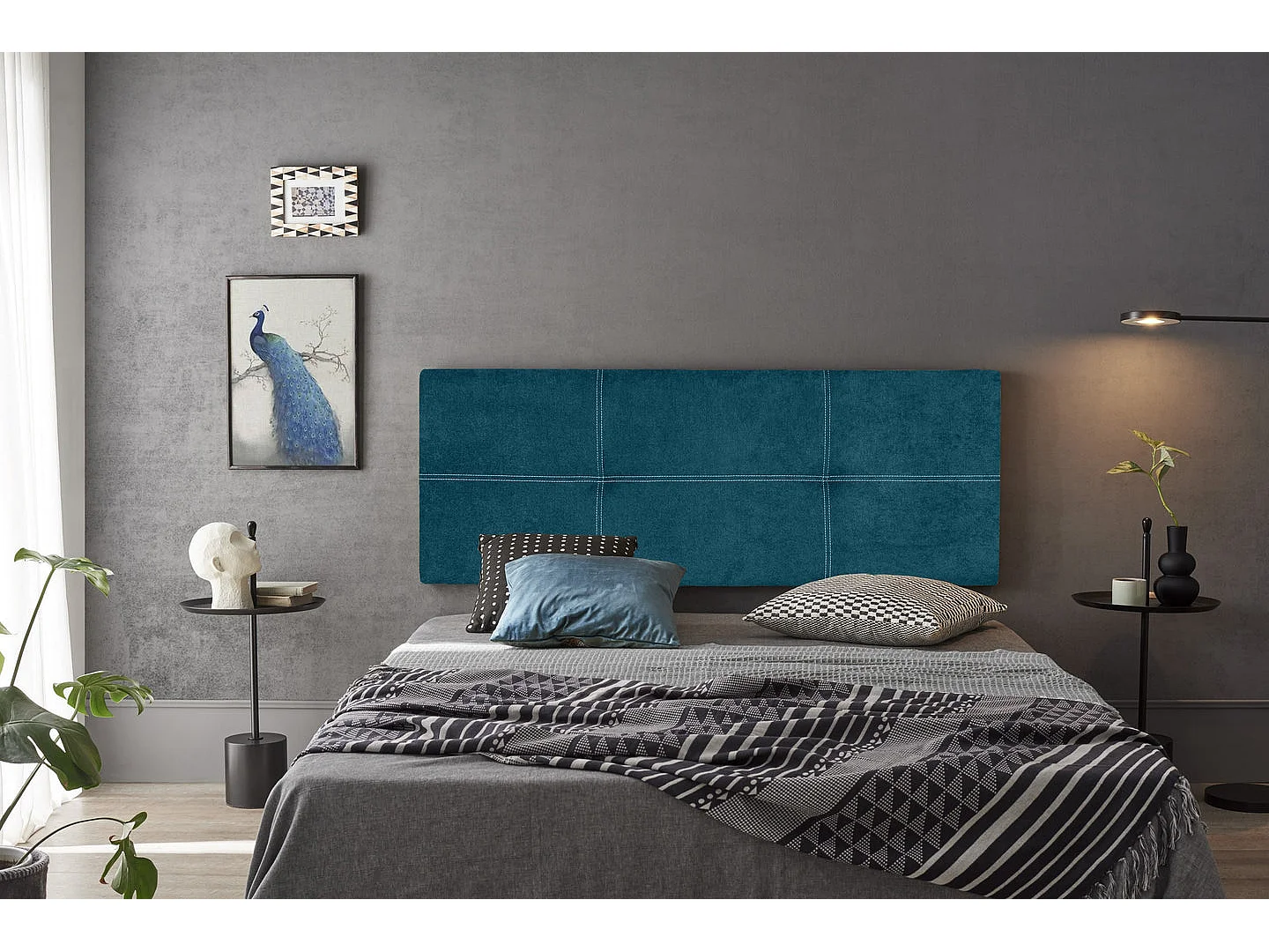 TÊTE DE LIT DALIA TISSU NIDO BLEU 100