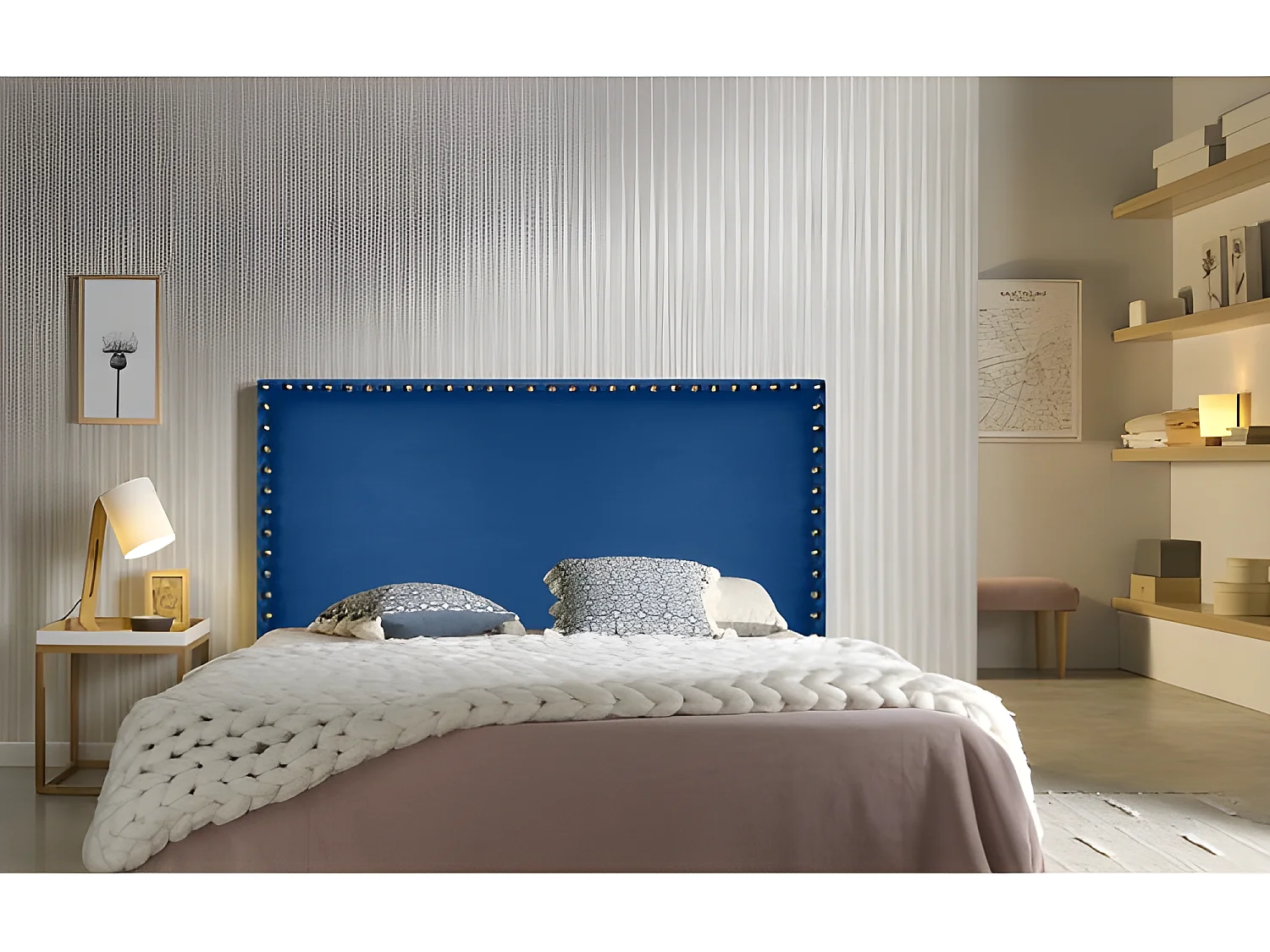 CABECERO LIRIO POLIPIEL AZUL 115