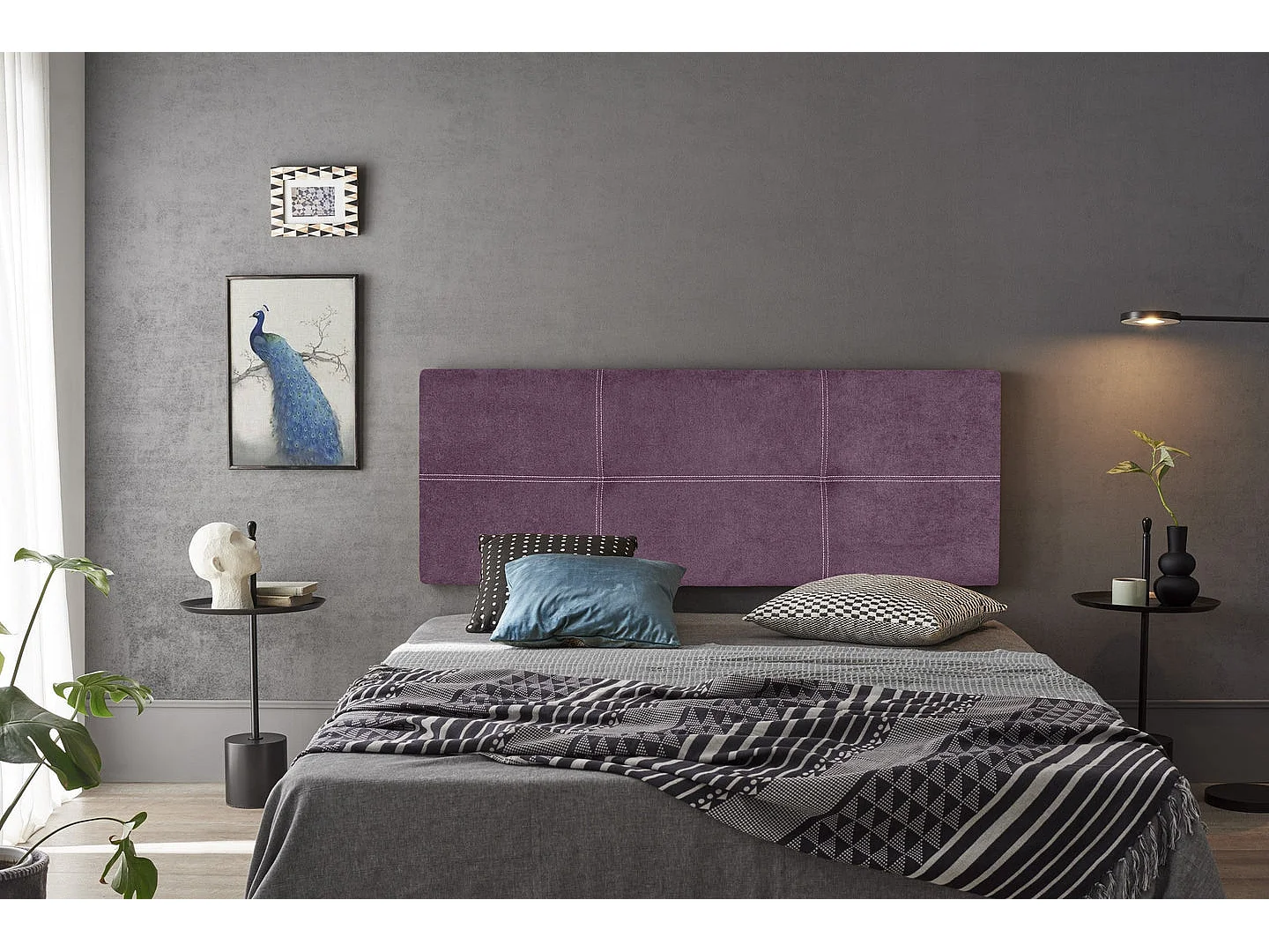 TÊTE DE LIT DALIA EN TISSU GIGOGNE VIOLET 160