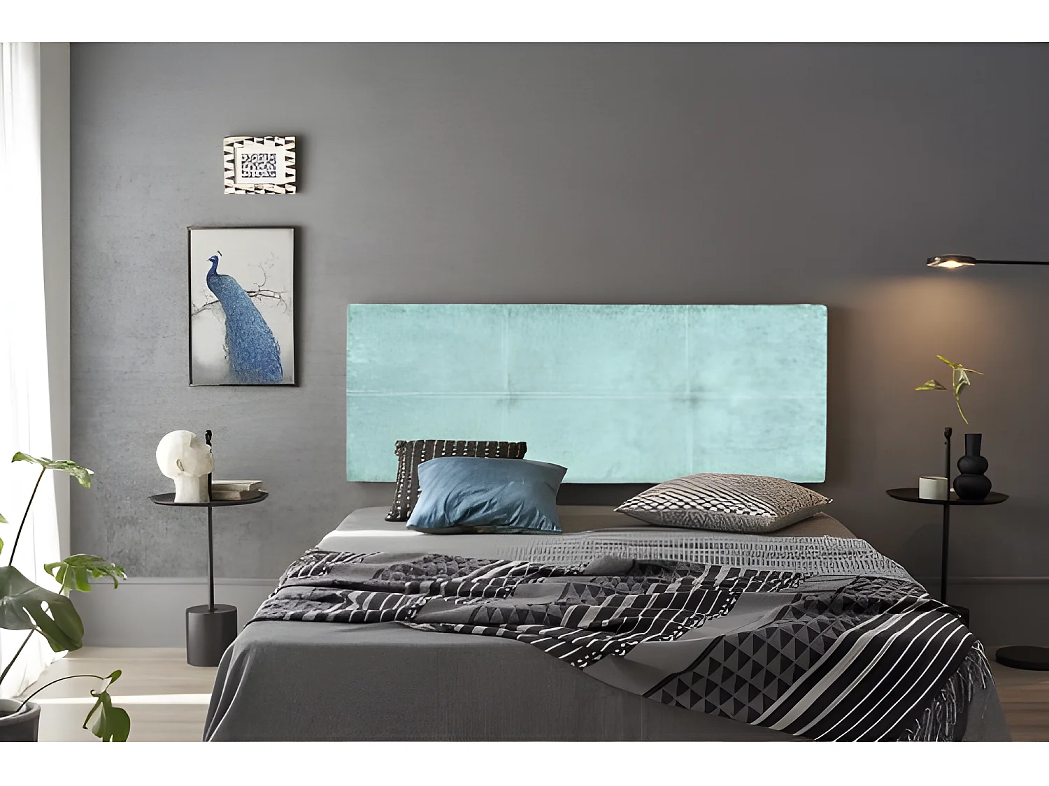 CABECERO DALIA TELA NIDO AGUA MARINA 170