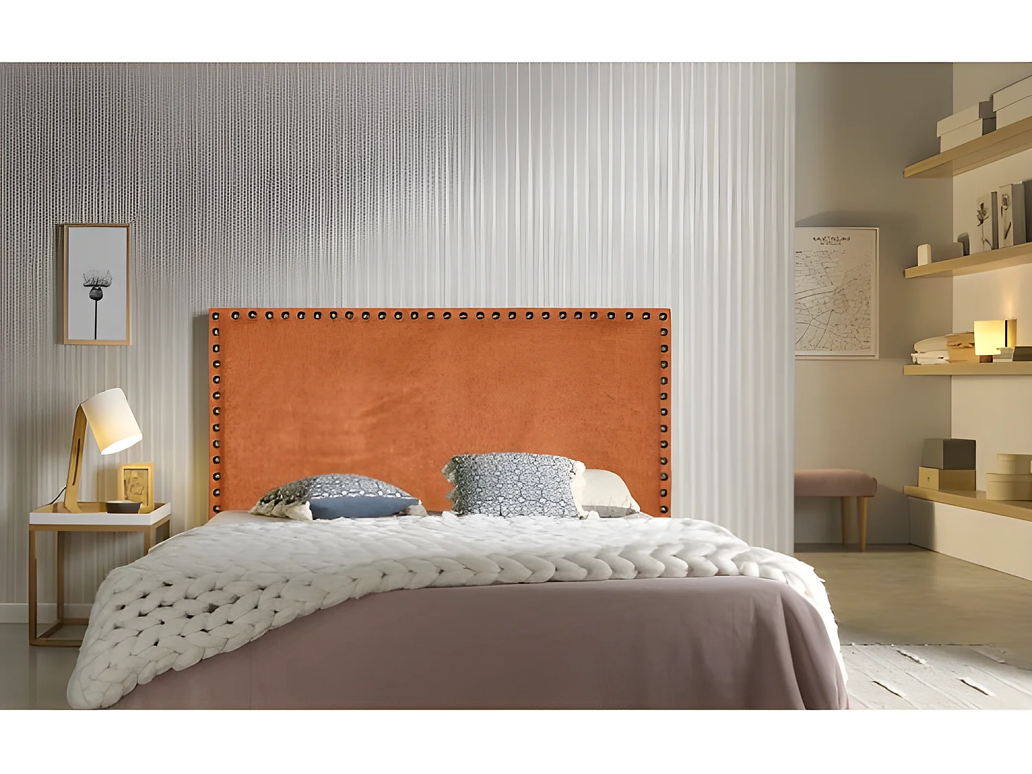 CABECERO LIRIO TELA NARANJA 210