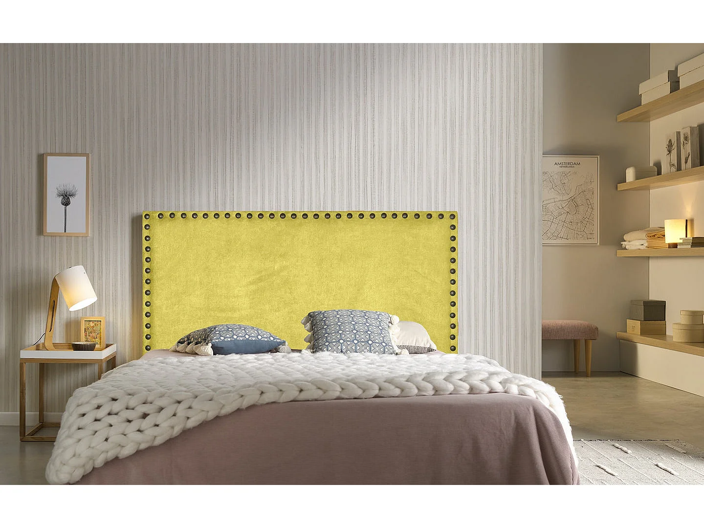 TÊTE DE LIT LIRIO PISTACHE TISSU 90