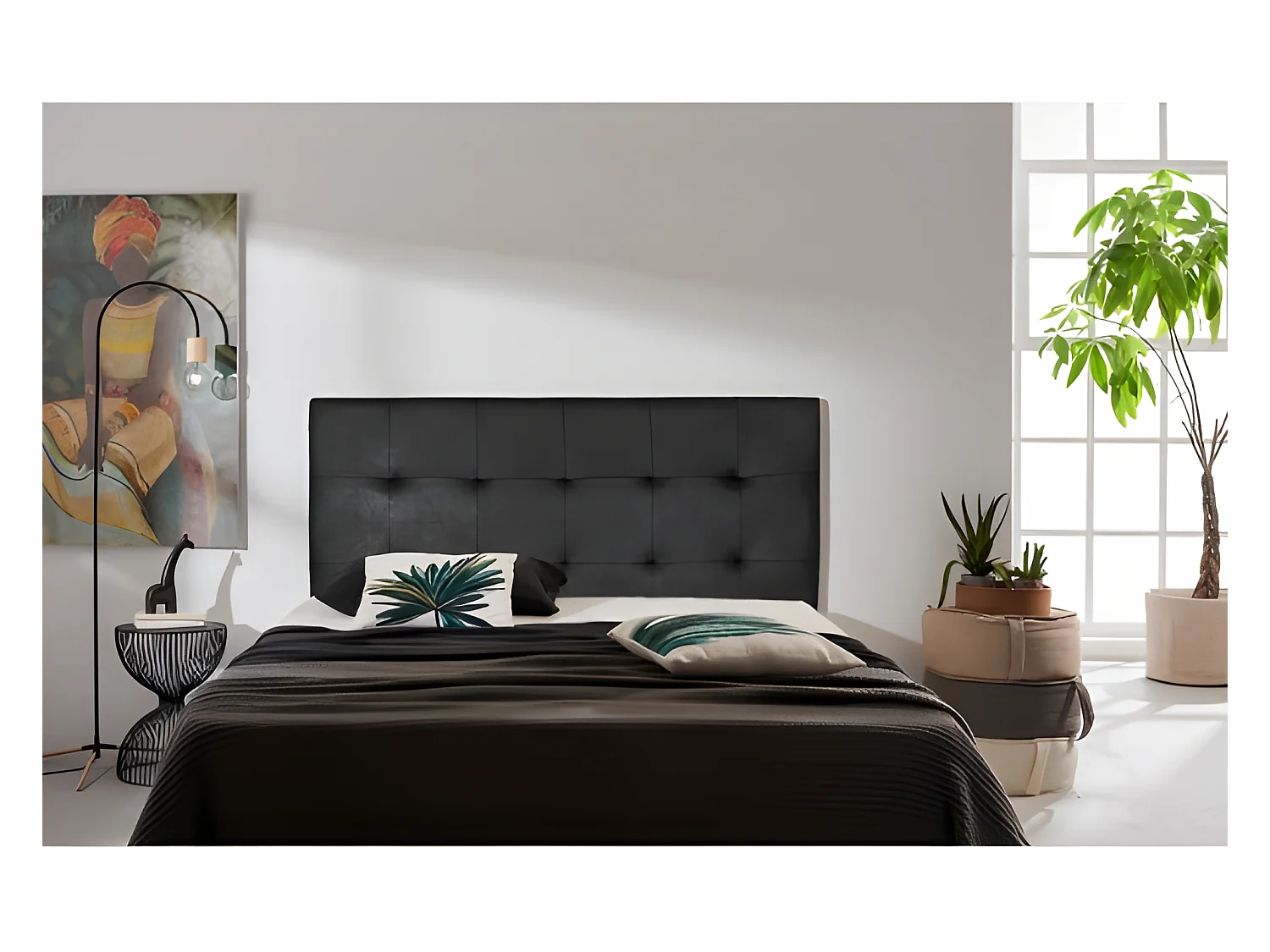 CABECERO ASTER POLIPIEL NEGRO 90