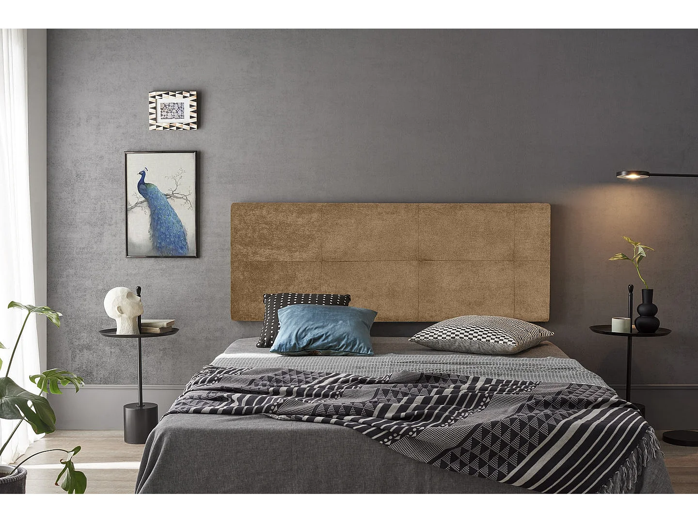 TÊTE DE LIT CALA EN TISSU CHOCOLAT 115