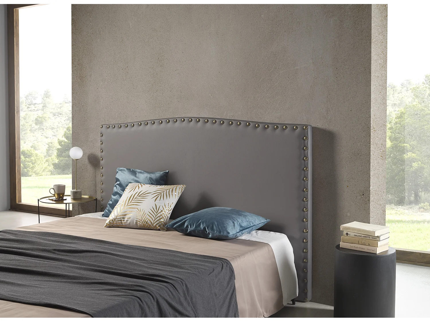 Cabecero Ambar para Cama de 90 de Polipiel Gris 115x115x8..