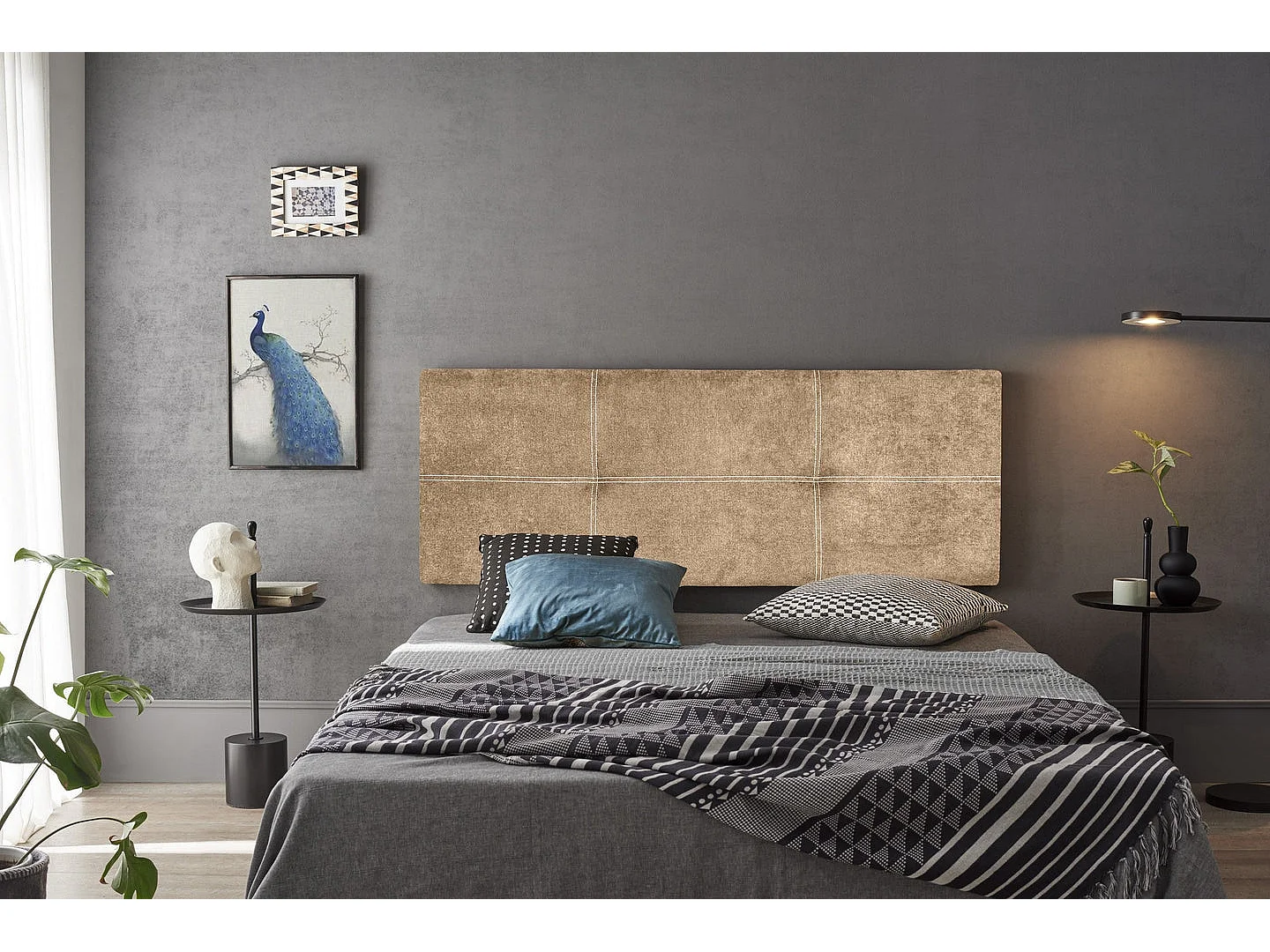 TETE DE LIT TISSU NIDO CHOCOLAT DALIA 130