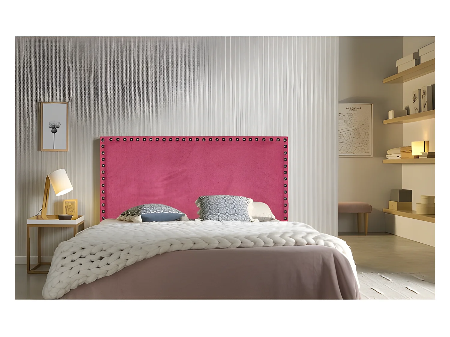 CABECERO LIRIO TELA ROSETON 90