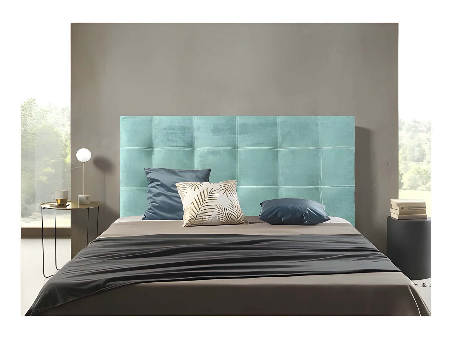 CABECERO IRIS TELA AGUA VERDE 90