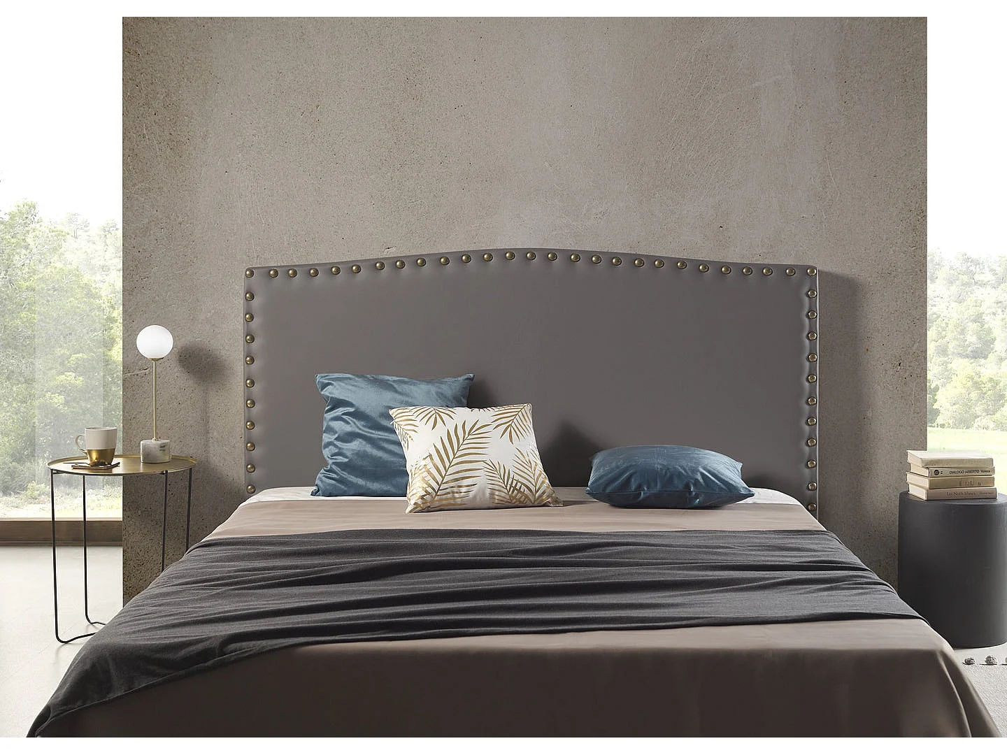 Tête de lit Ambar pour lit 150 en Similicuir Gris 154x115x8.