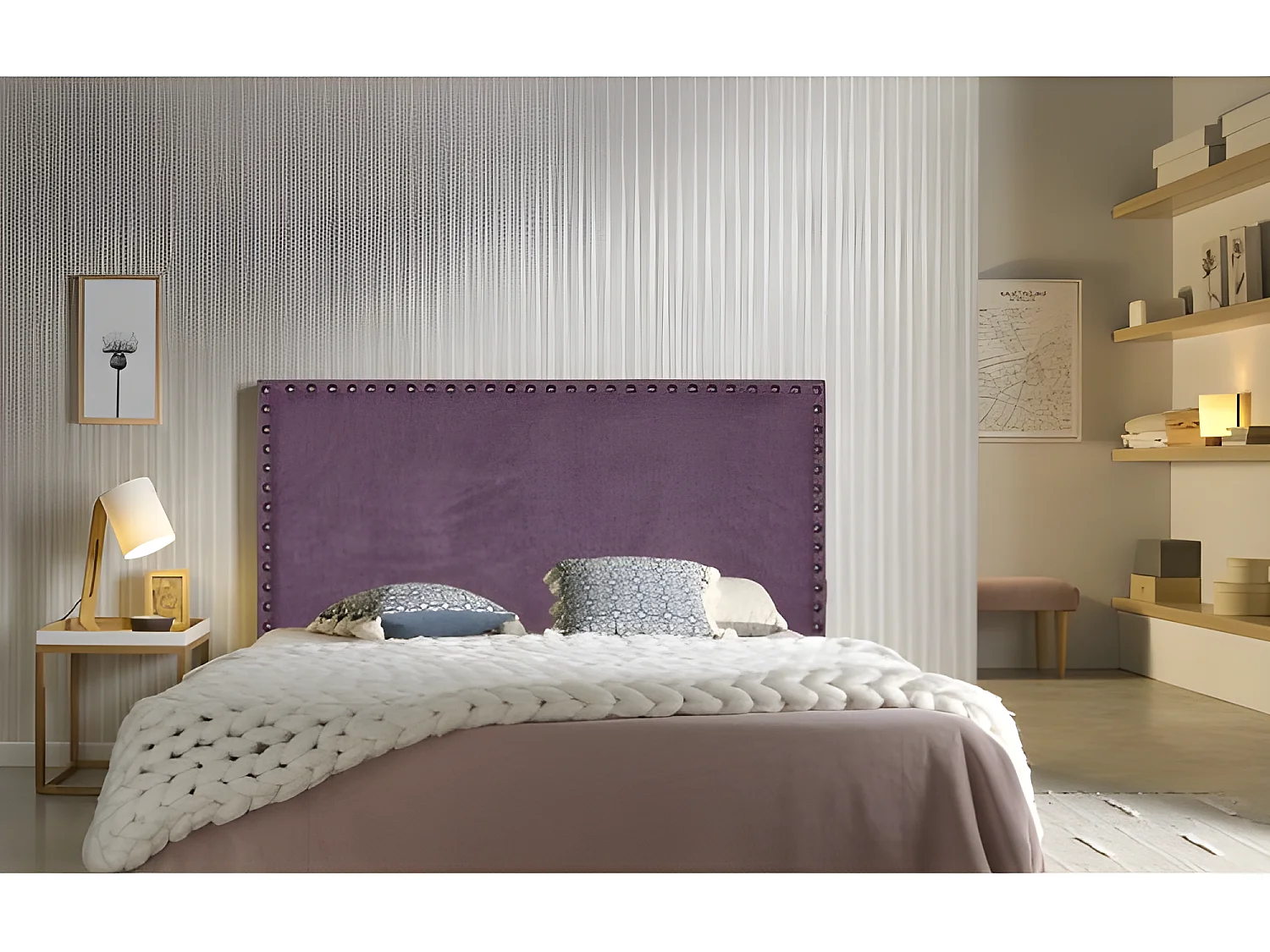 CABECERO LIRIO TELA VIOLETA 170