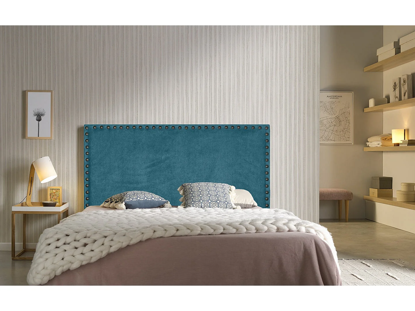 TÊTE DE LIT LIRIO TISSU BLEU 130