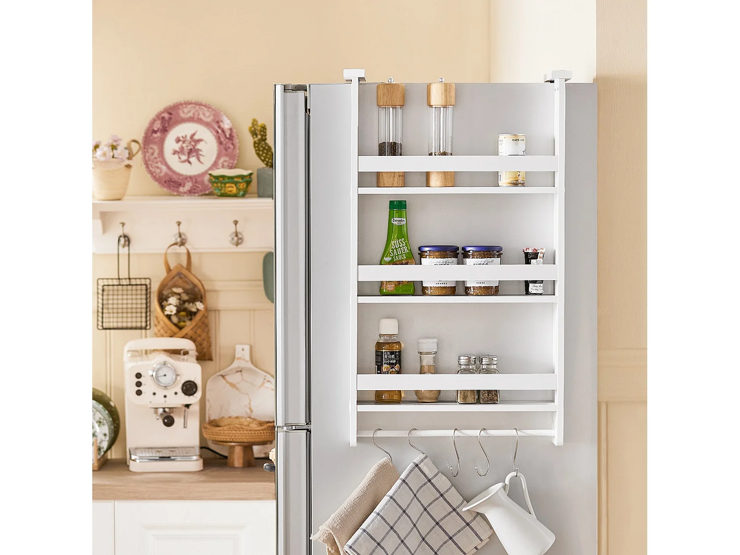 Especiero de Pared en 3 Niveles, Estantería para Botes de Especias, Blanco FRG150-W SoBuy ES