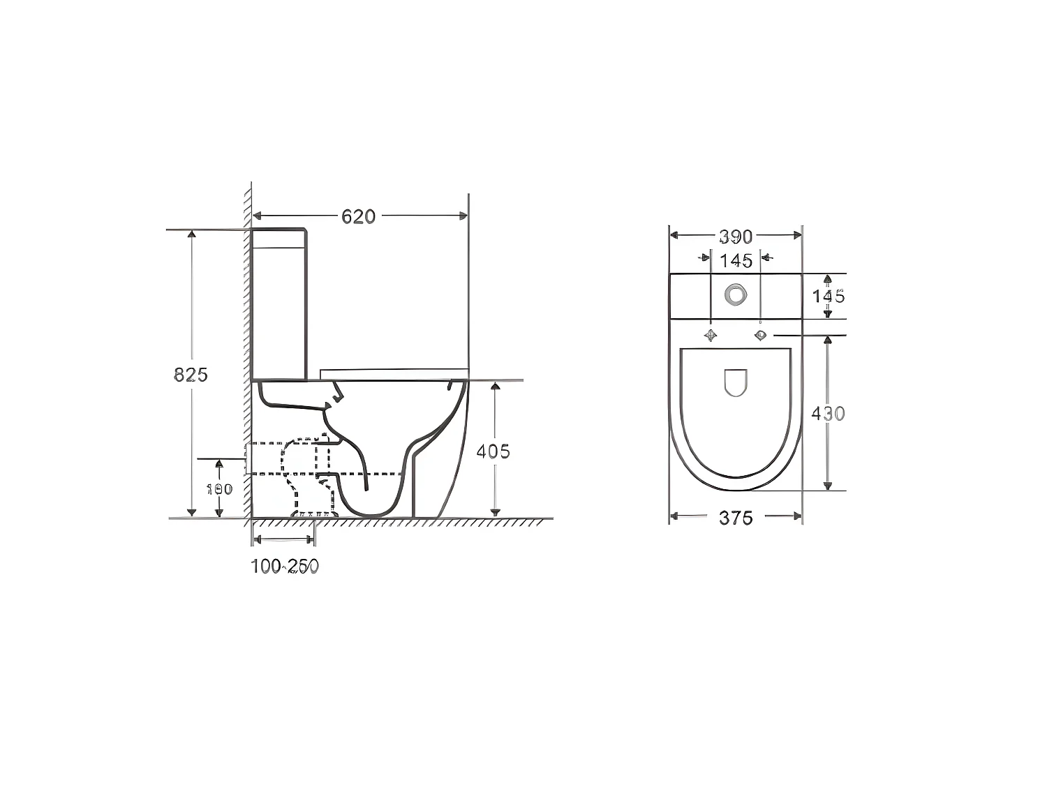Toilette WC à poser GENOVA en céramique noir mat