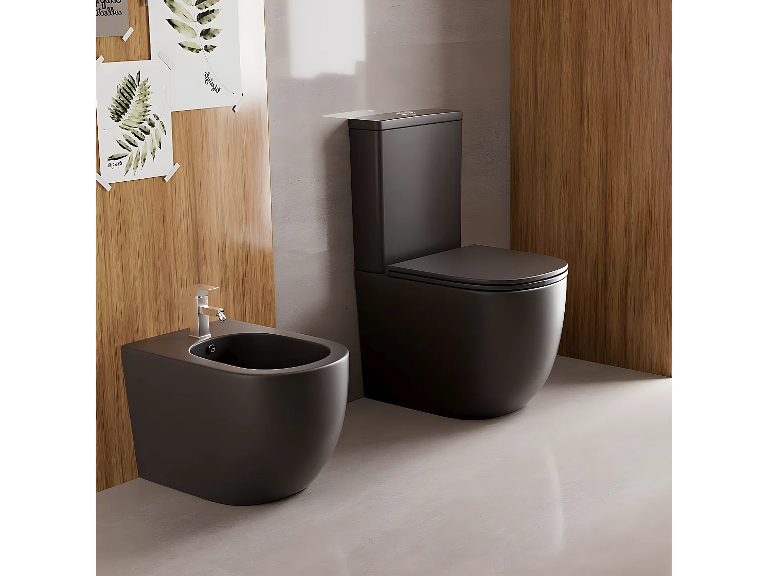 Inodoro cerámica GENOVA cisterna baja negro mate