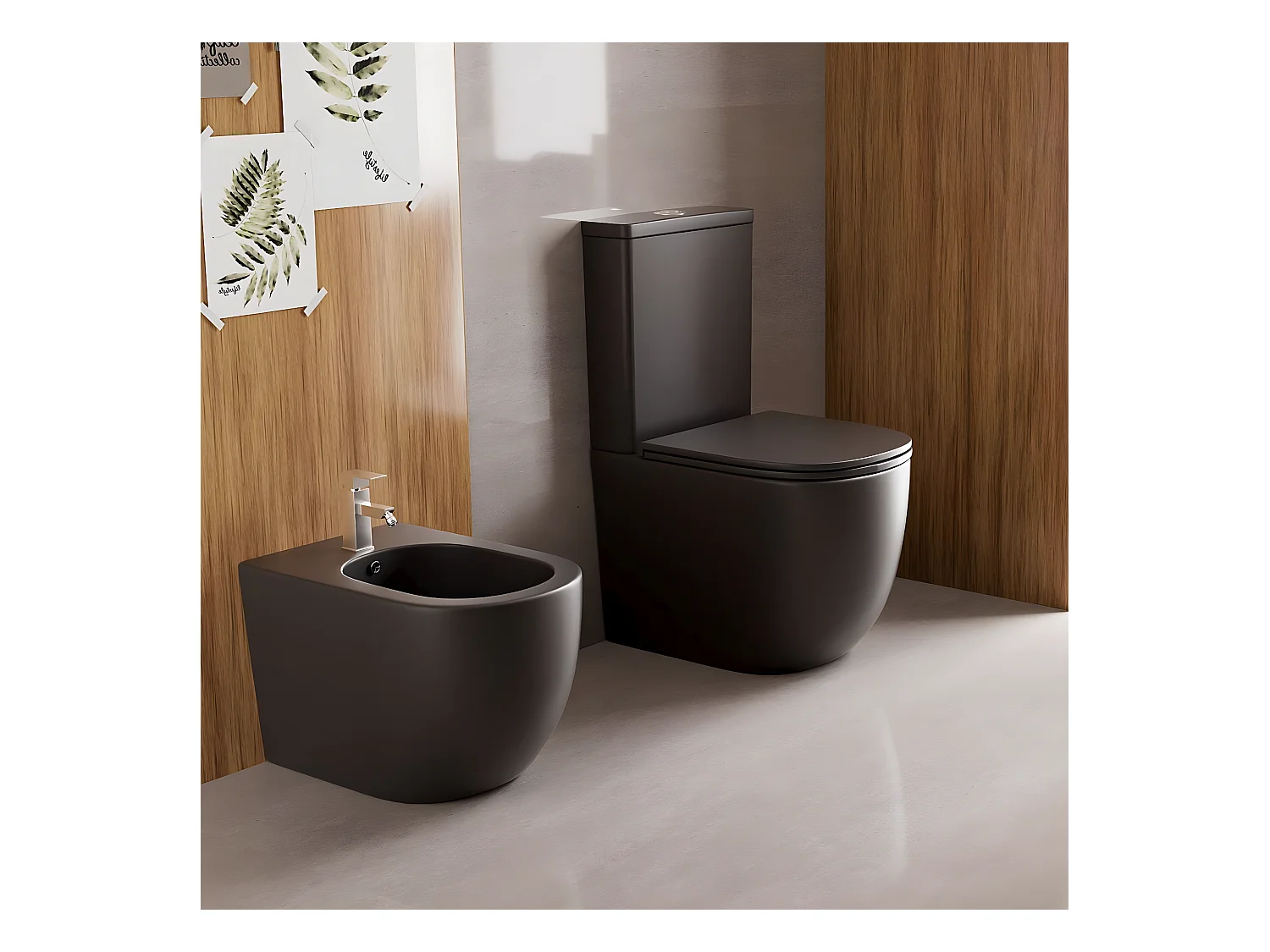 Inodoro cerámica GENOVA cisterna baja negro mate