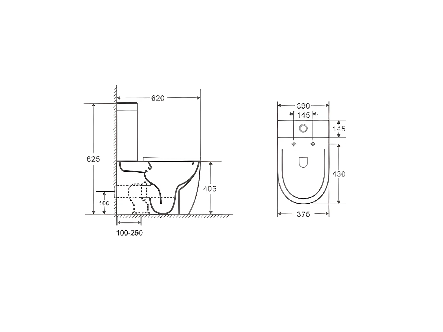 Inodoro cerámica GENOVA cisterna baja negro mate