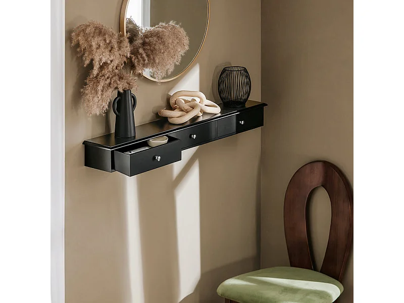 Estante de Pared Perchero Armario Suspendido Estantería para Trasteros con 3 Cajones 93 x 15 x 10 cm Negro FRG43-L-SCH SoBuy ES