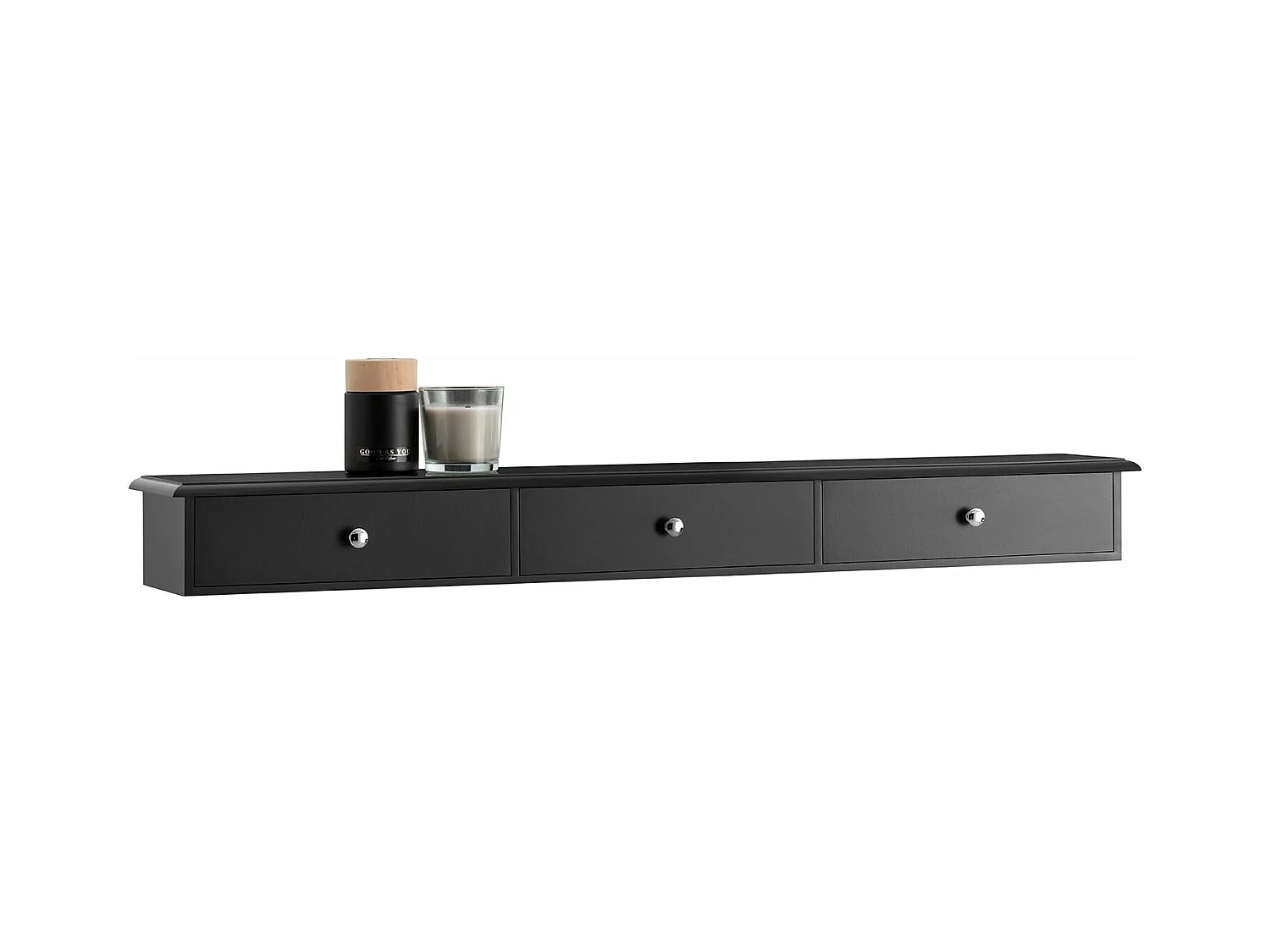 SoBuy Étagère Murale 3 Tiroirs Armoire à Clés Porte-clés Meuble d’Entrée de Rangement L93cm x P15cm x H10cm - Noir, FRG43-L-SCH