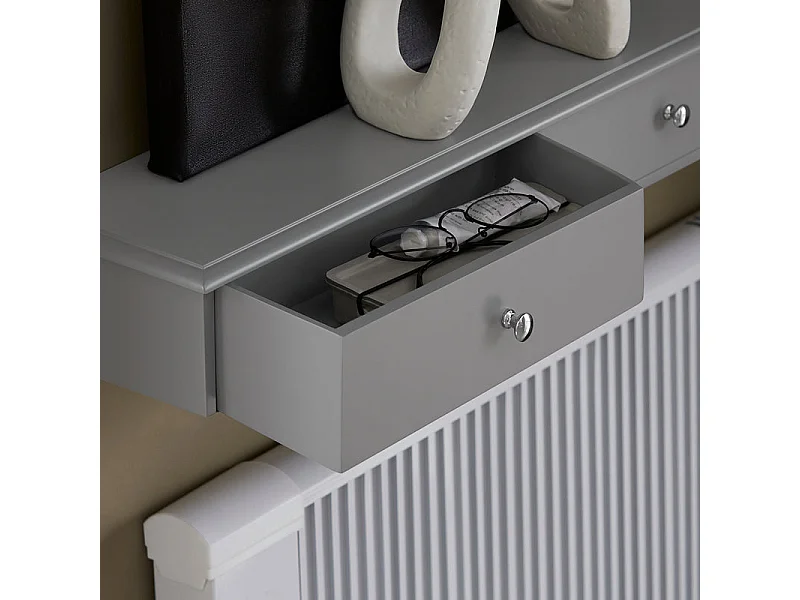 SoBuy Meuble d’entrée de Rangement, Étagère Murale 2 tiroirs, Armoire à clés, Porte-clés L93xP15xH10cm -Gris, FRG43-L-HG