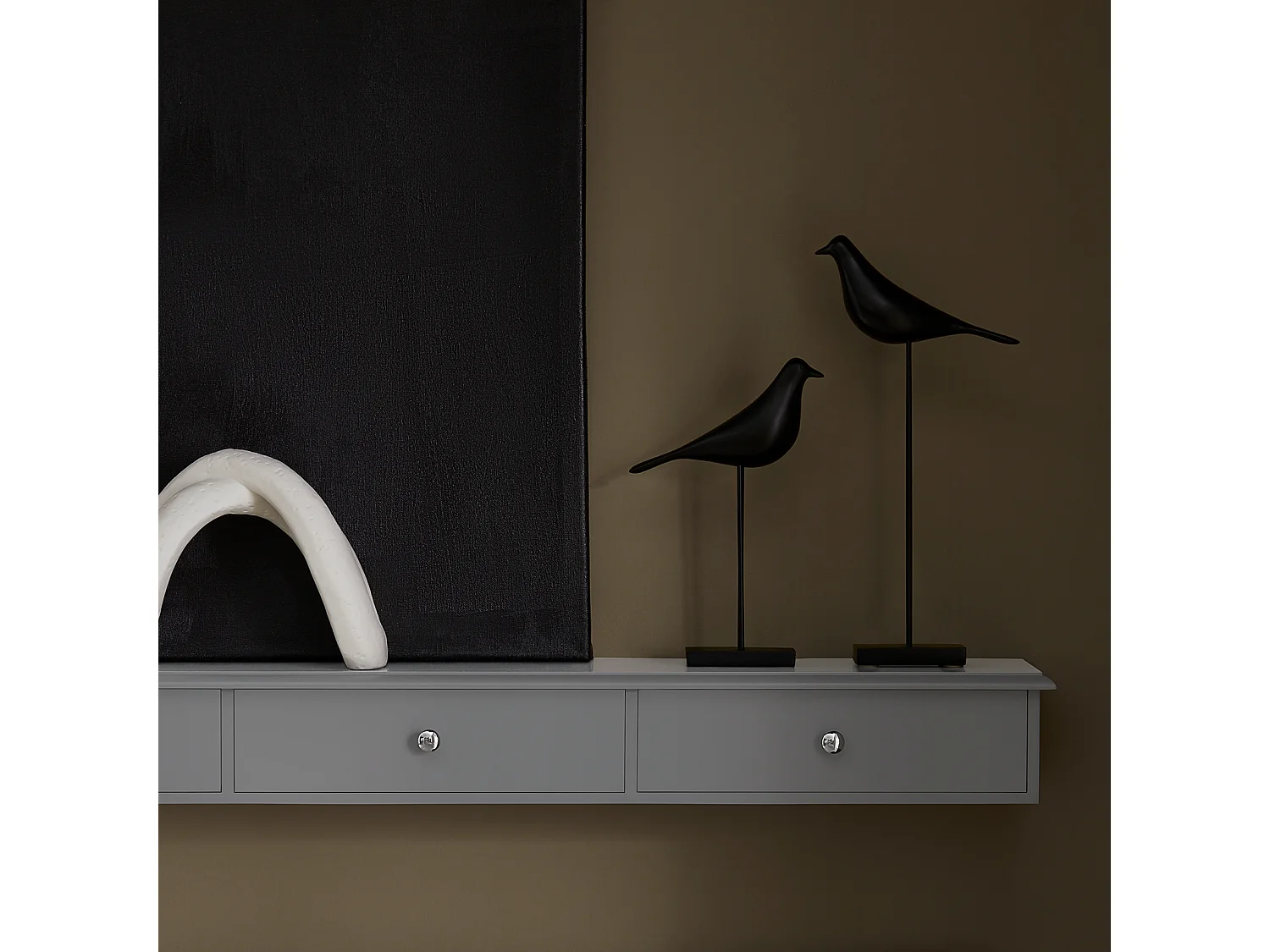 SoBuy Meuble d’entrée de Rangement, Étagère Murale 2 tiroirs, Armoire à clés, Porte-clés L93xP15xH10cm -Gris, FRG43-L-HG