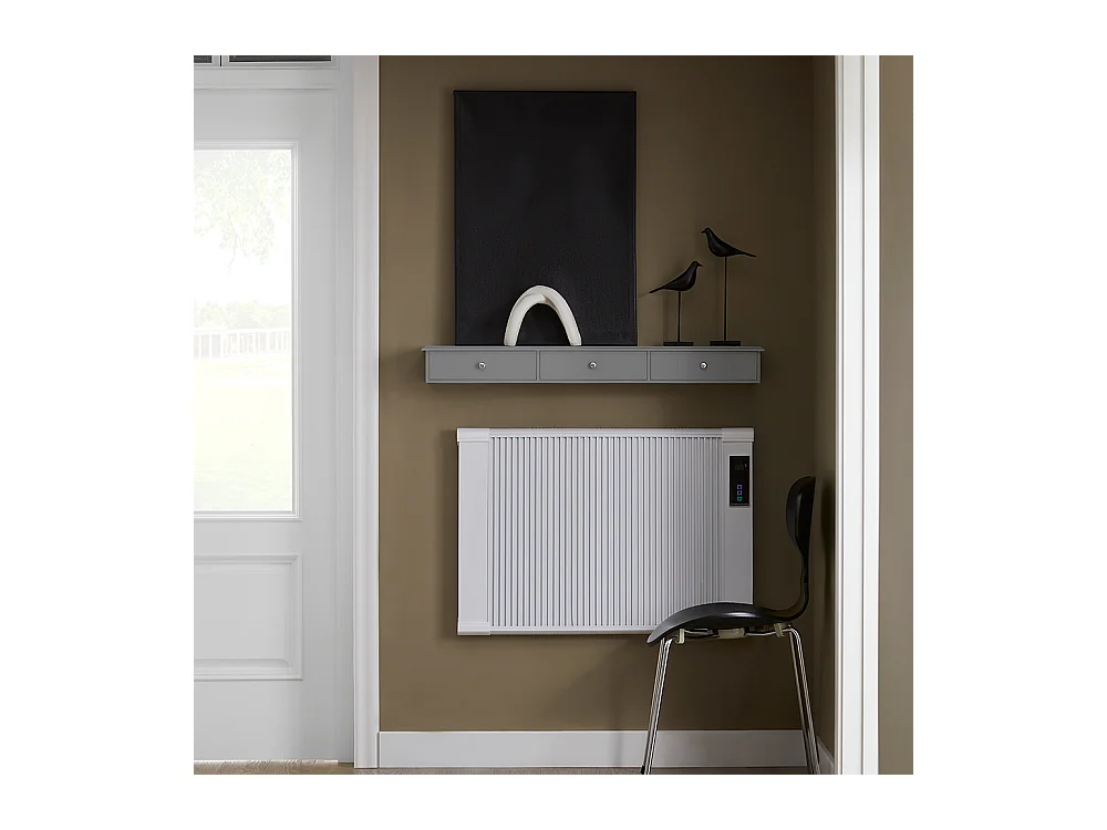 SoBuy Entree opbergmeubel, wandplank met 2 laden, sleutelkast, sleutelhouder L93xD15xH10cm - Grijs, FRG43-L-HG
