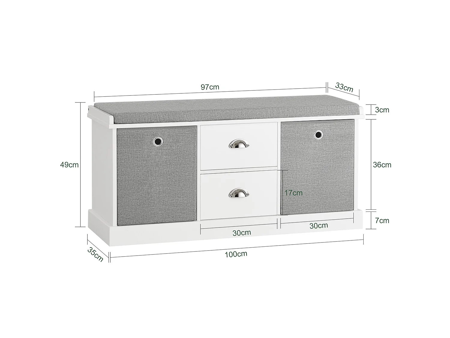 Mueble recibidor Zapatero con Perchero Gris+Blanco, FSR66-HG+FRG282-W SoBuy ES