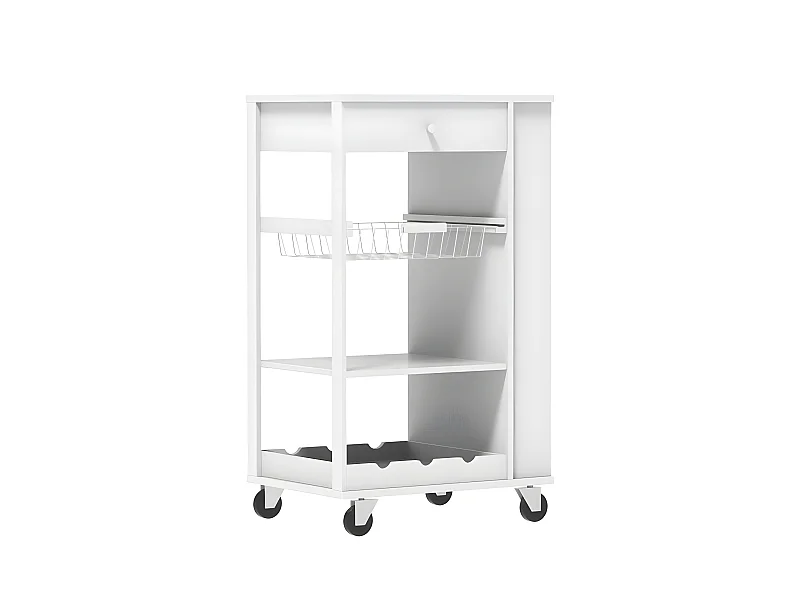 Carrito de Servir, Carrito de Cocina, Carro con 1 cajón, Blanco, FKW12-W SoBuy ES