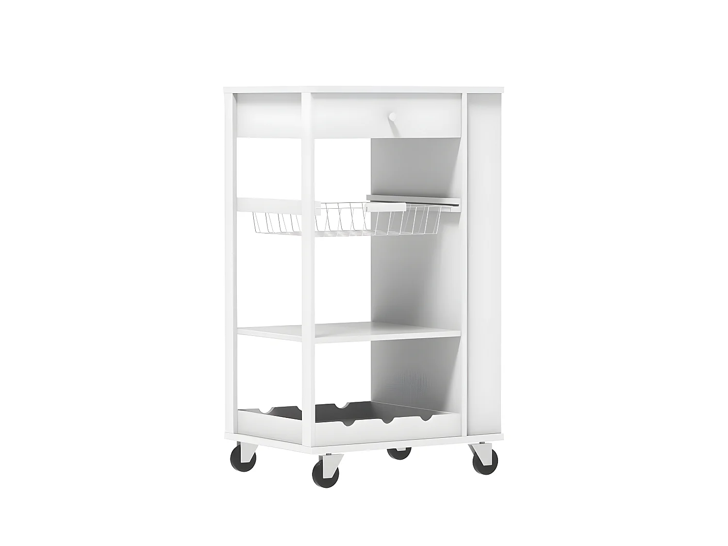 Carrito de Servir, Carrito de Cocina, Carro con 1 cajón, Blanco, FKW12-W SoBuy ES