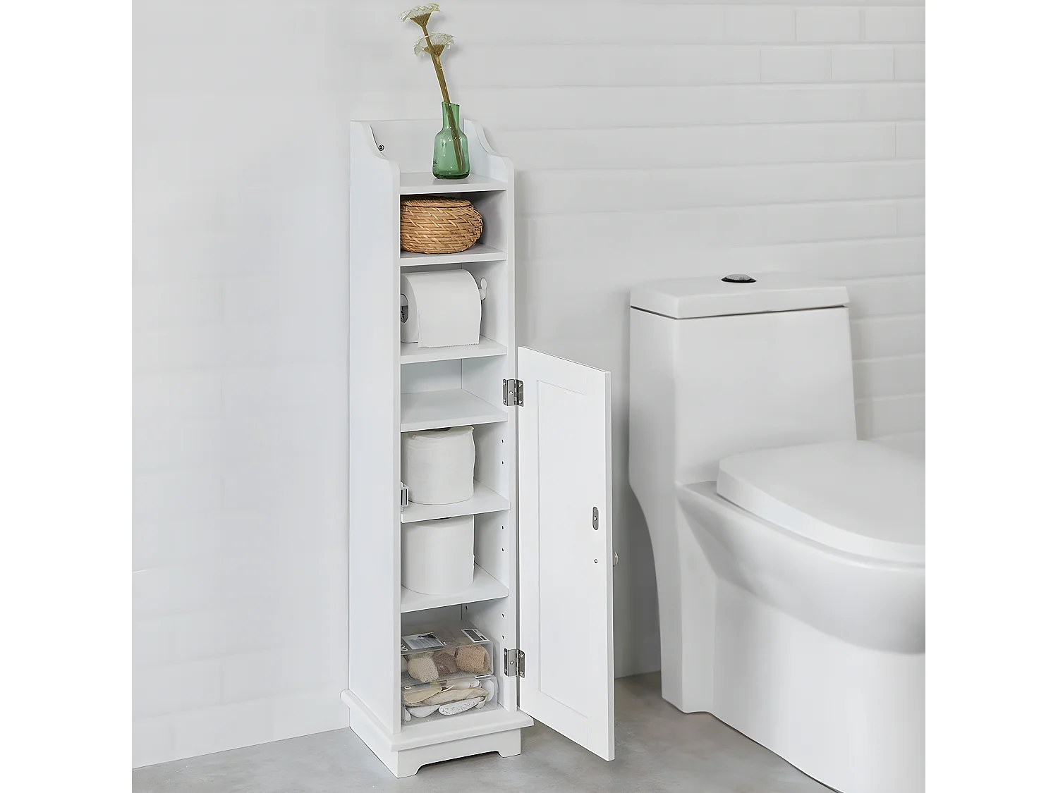 Portarrollos de Papel Higiénico, Sostenedor de Papel Higiénico,Estantes de Baño 23 x 20 x 100 cm,FRG177-W SoBuy ES