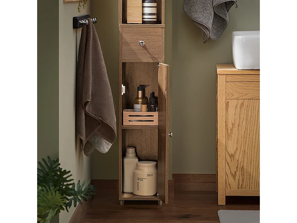 SoBuy Badkameropbergmeubel Kolommeubel Badkamerkast Toiletmeubel L20xP20xH180cm, BZR34-PF