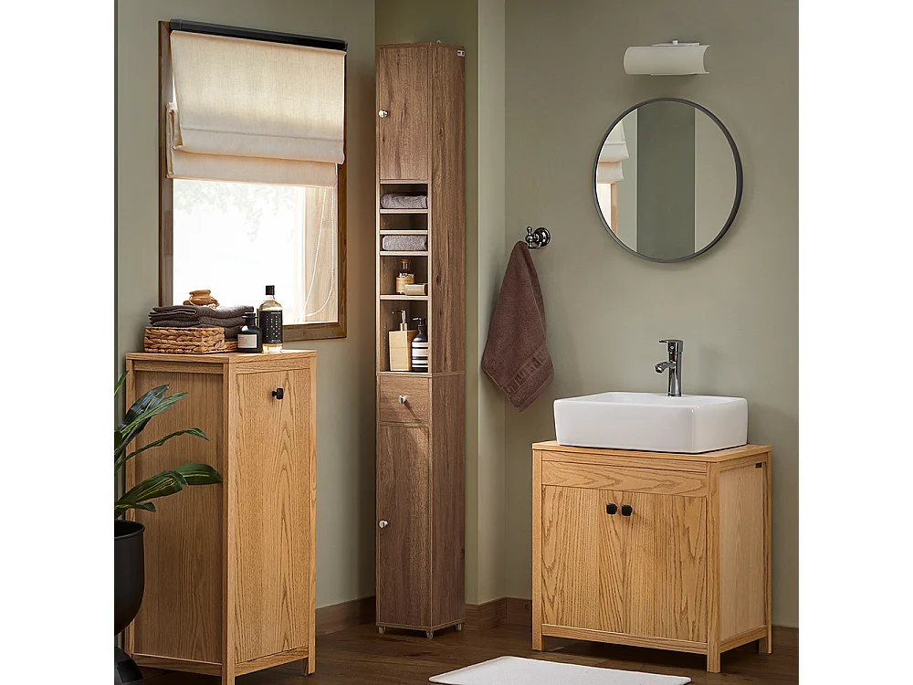 SoBuy Meuble de Rangement Salle d Bain Meuble Colonne Armoire de Toilette Meuble WC L20xP20xH180cm, BZR34-PF