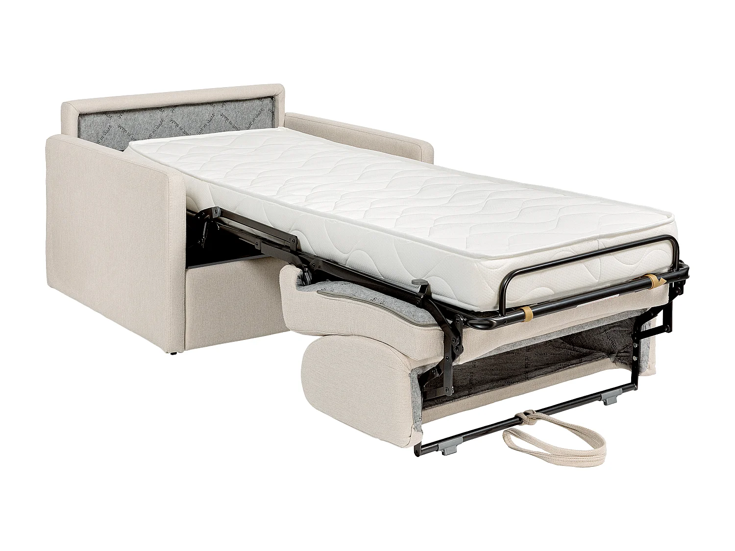 Konvertibel lænestol express i beige stof - 14 cm madras CALIFE