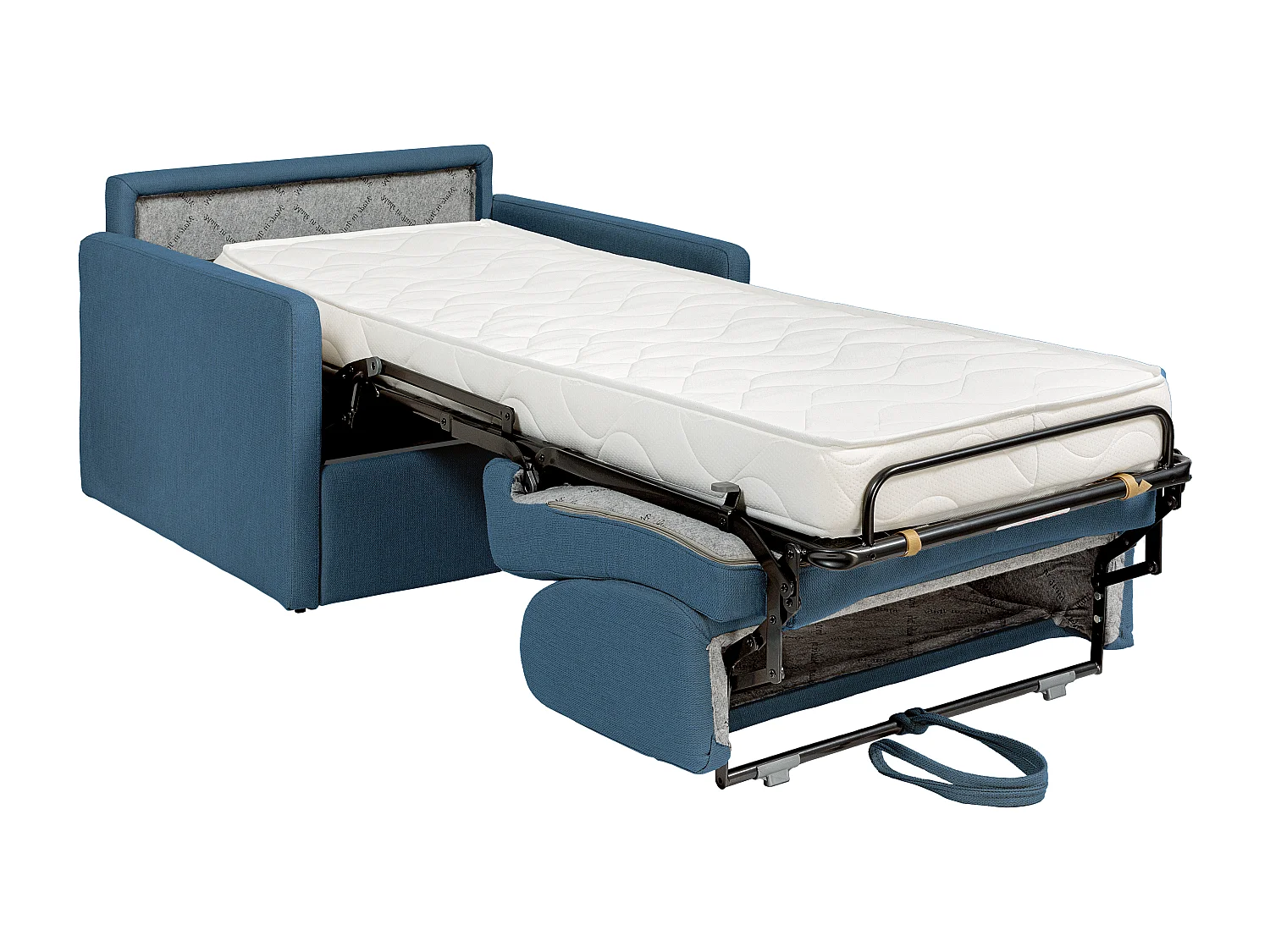 Fauteuil convertible express en tissu bleu - Matelas 14 cm CALIFE