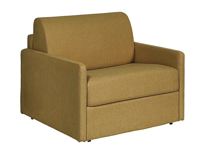 Fauteuil convertible express en tissu jaune - Matelas 14 cm CALIFE