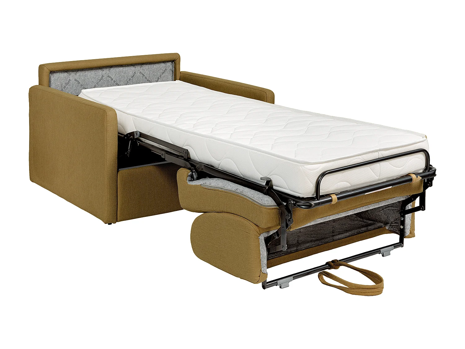 Fauteuil convertible express en tissu jaune - Matelas 14 cm CALIFE