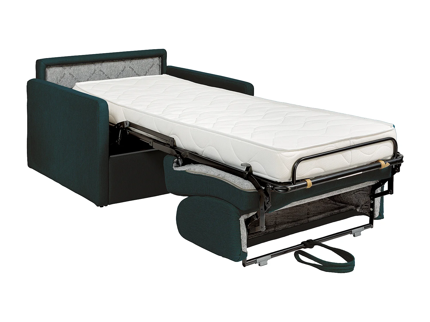 Fauteuil convertible express en tissu vert sapin - Matelas 14 cm CALIFE