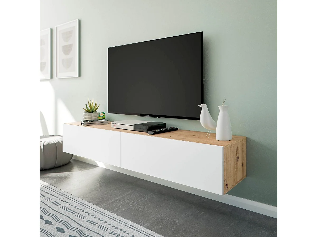 Meuble suspendu 2 abattants et 2 niches de rangement L180 cm - Kaway