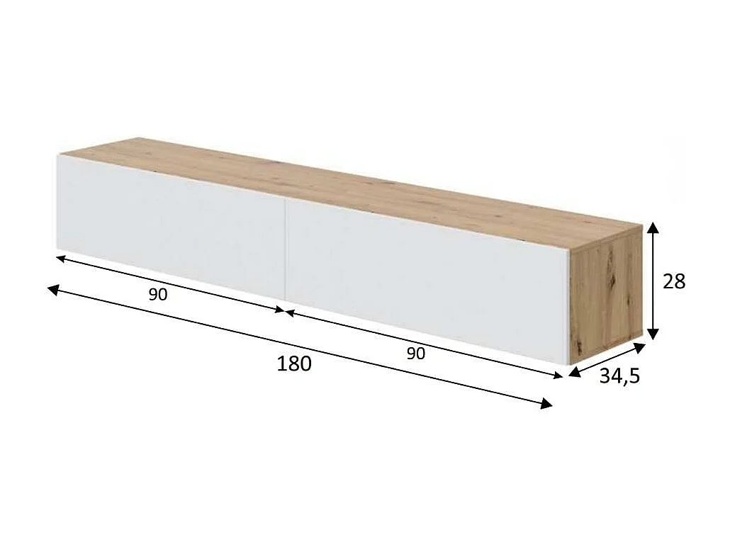 Meuble suspendu 2 abattants et 2 niches de rangement L180 cm - Kaway