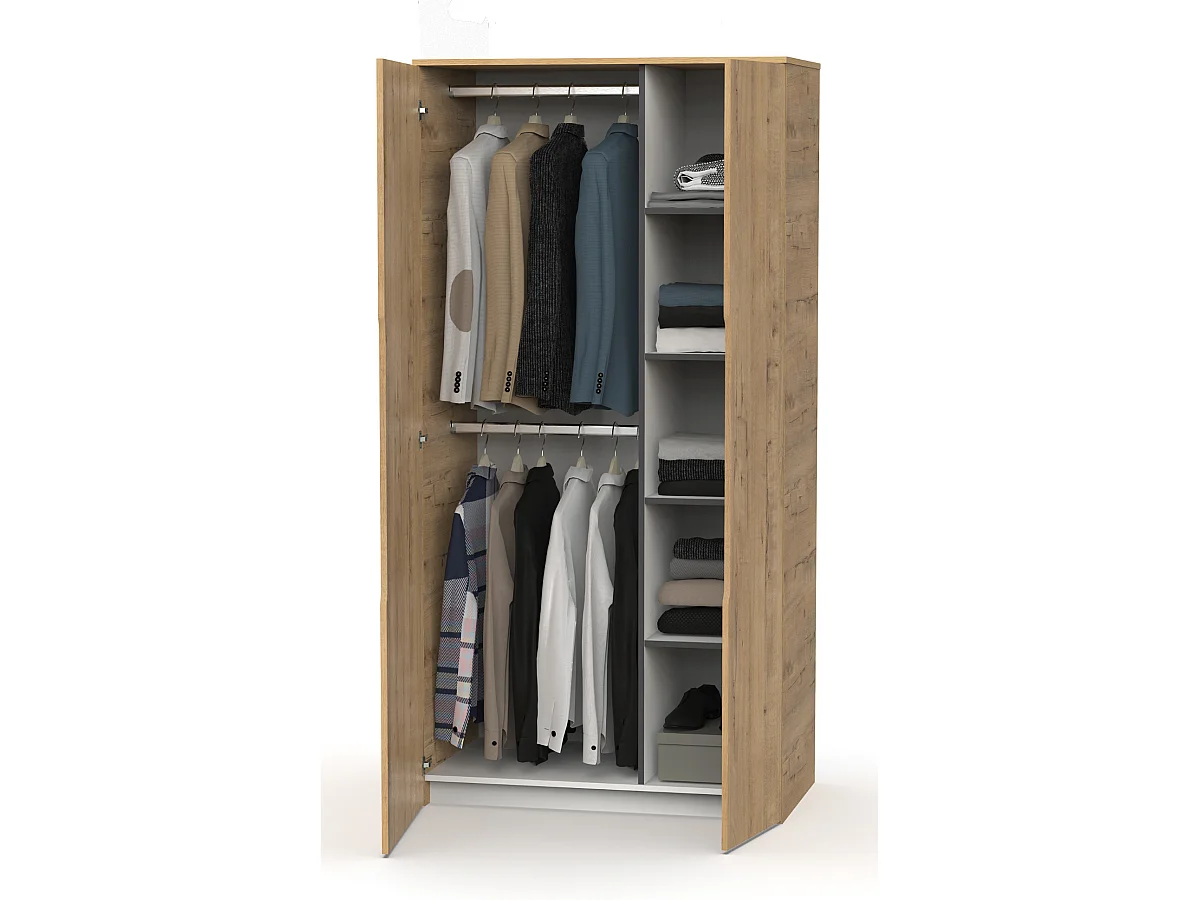 Armoire, placard coloris chêne doré  - Longueur 100 x Profondeur 57 x hauteur 200  cm