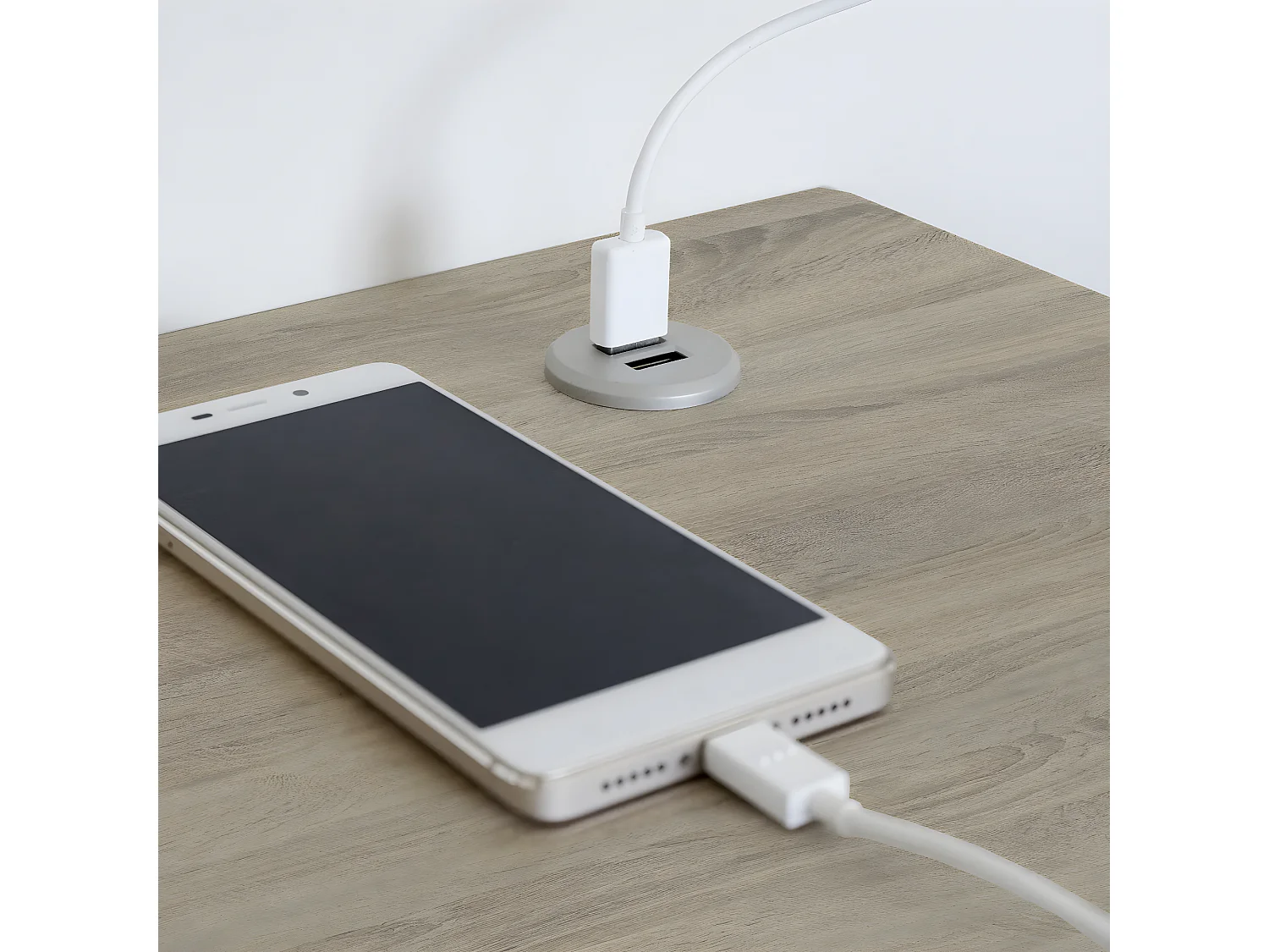 Table de bureau, meuble du bureau coloris chêne cambrian, pieds coloris noir