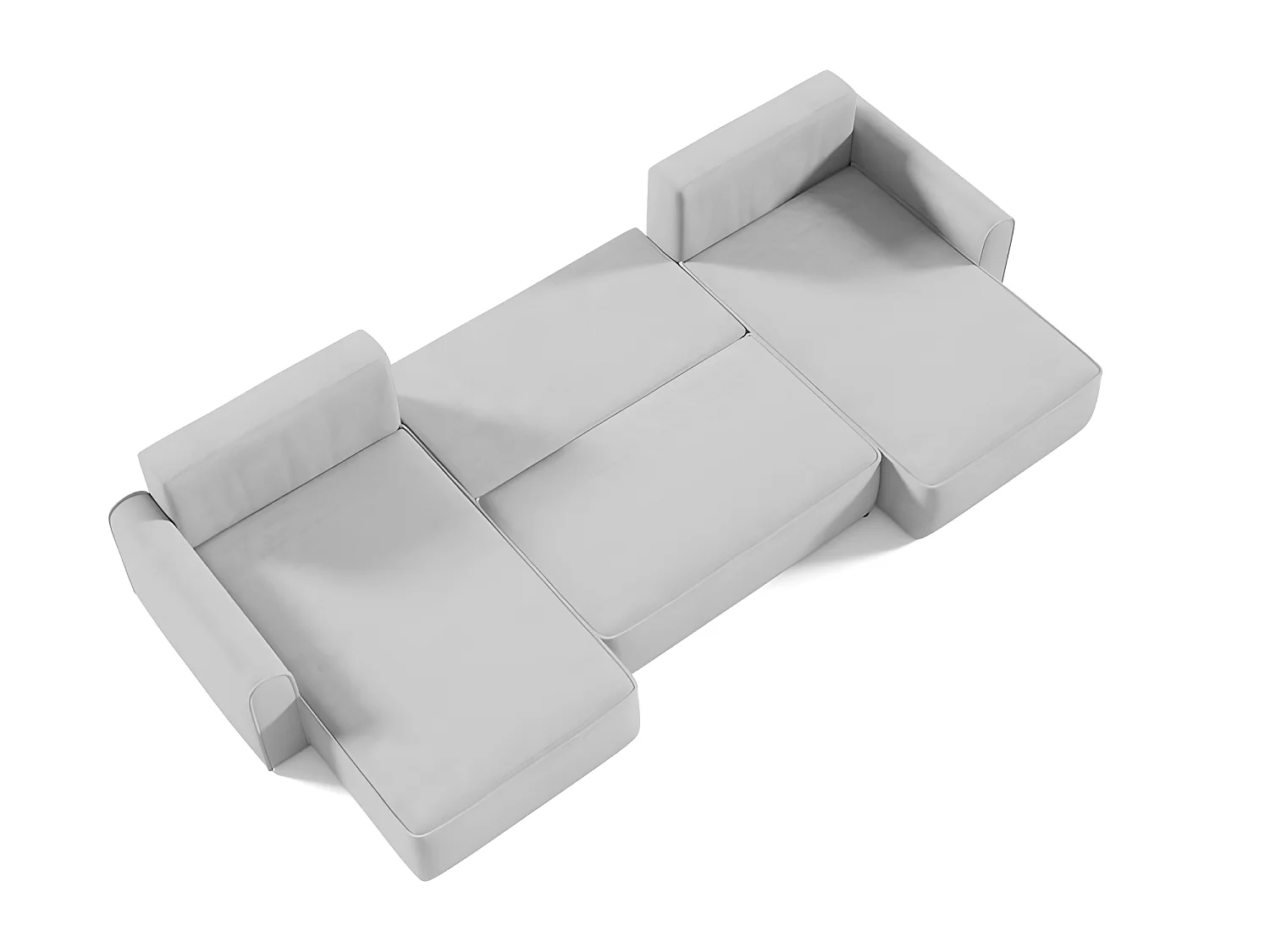 Canapé d'angle panoramique convertible LORIO en tissu aspect velours beige