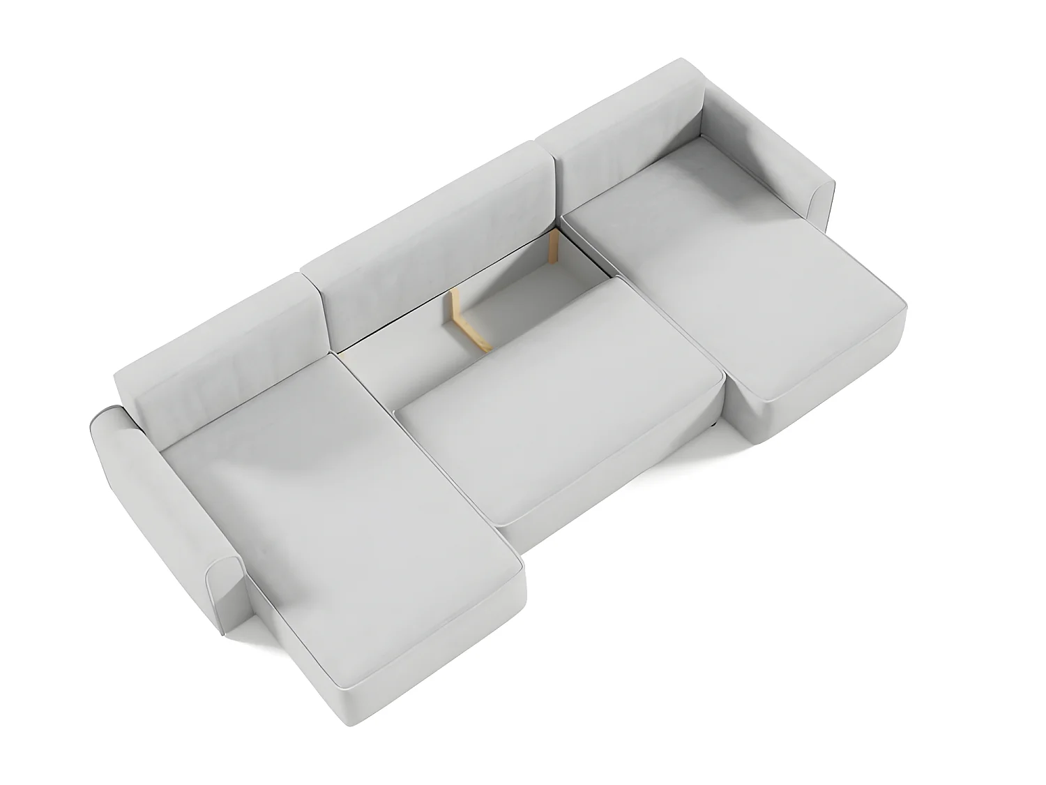 Canapé d'angle panoramique convertible LORIO en tissu aspect velours beige