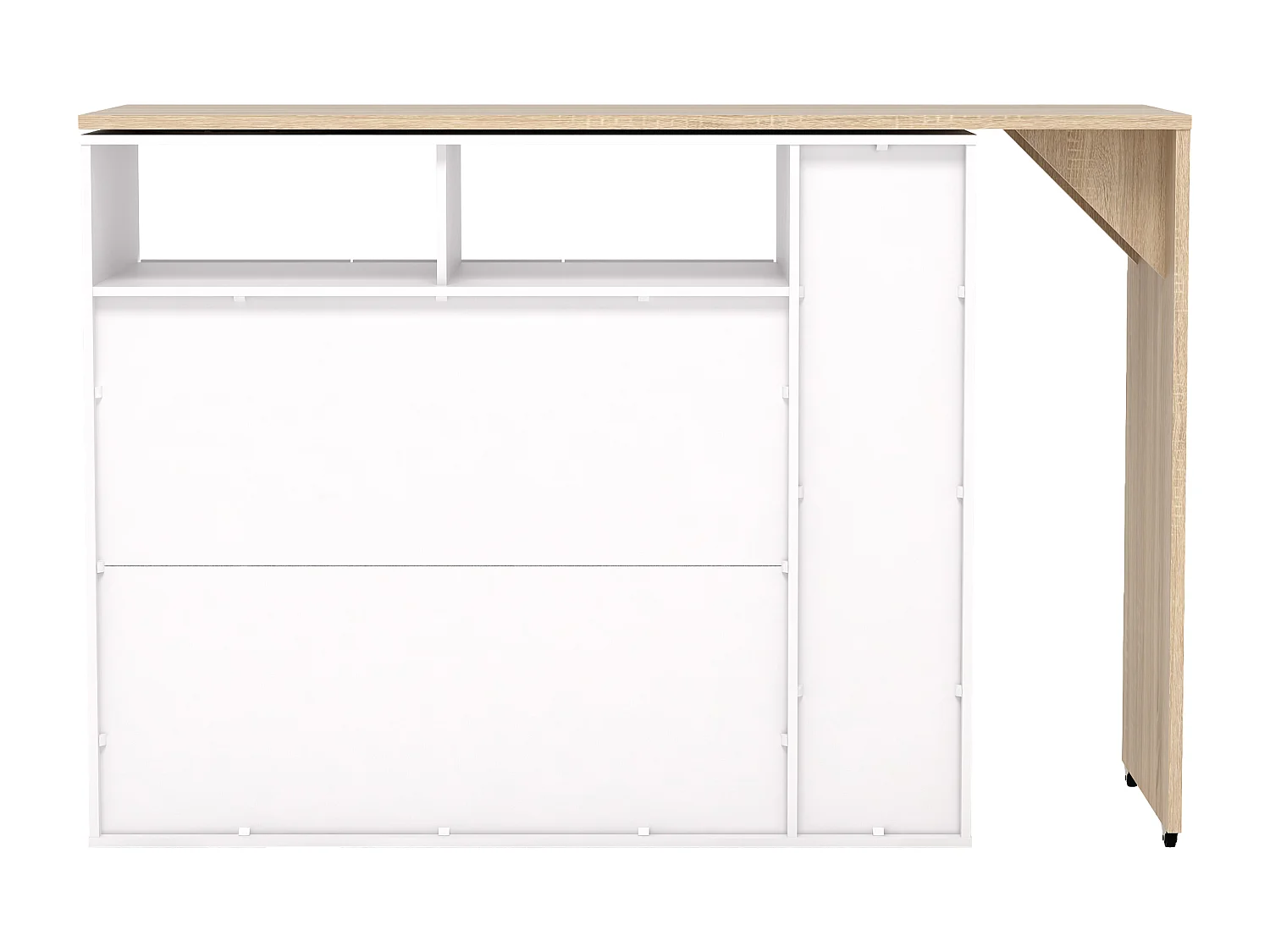 Szafka barowa z przesuwnym blatem i schowkami - Biały i Naturalny - VINALO