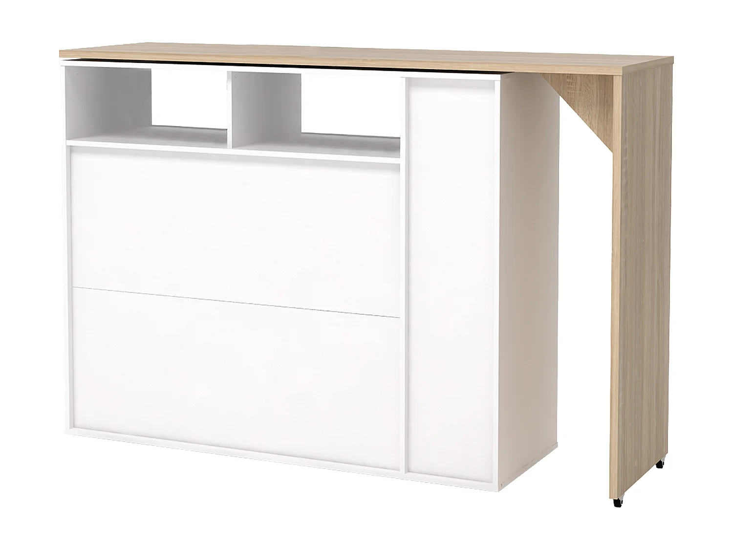 Svängbar barbänk med förvaring - Vit och Naturell - VINALO