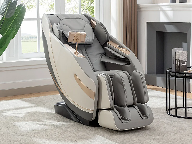 Sillón de masaje de piel sintética - Sistema de gravedad cero - Gris - MOWATA