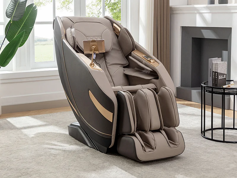 Fauteuil massant en simili -Système zero gravité - Beige - MOWATA