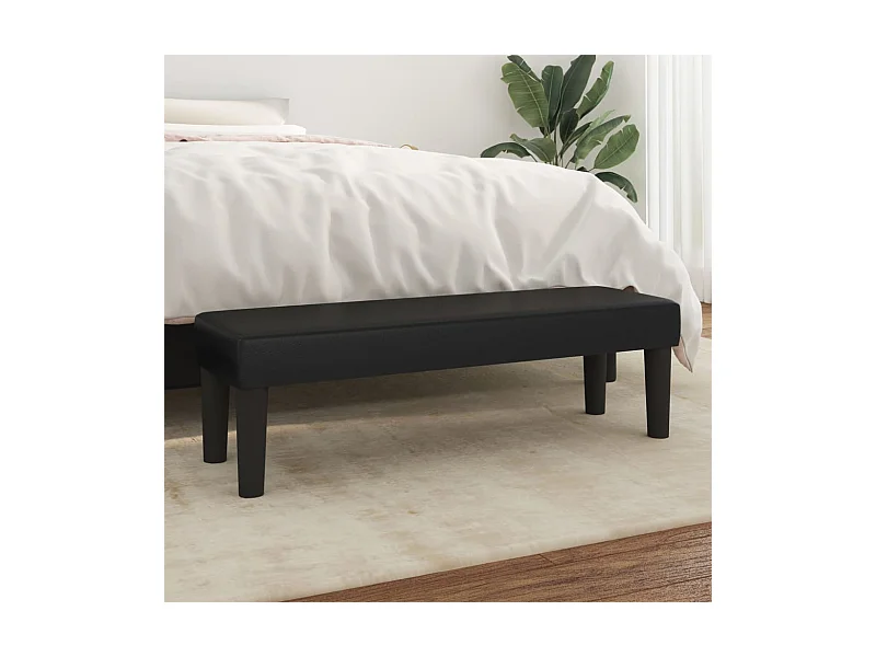 Banco de cuero sintético negro 100x30x30 cm